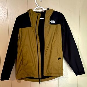 NORTHFACE Black and Tan Dryvent Hood Jacket Boys L